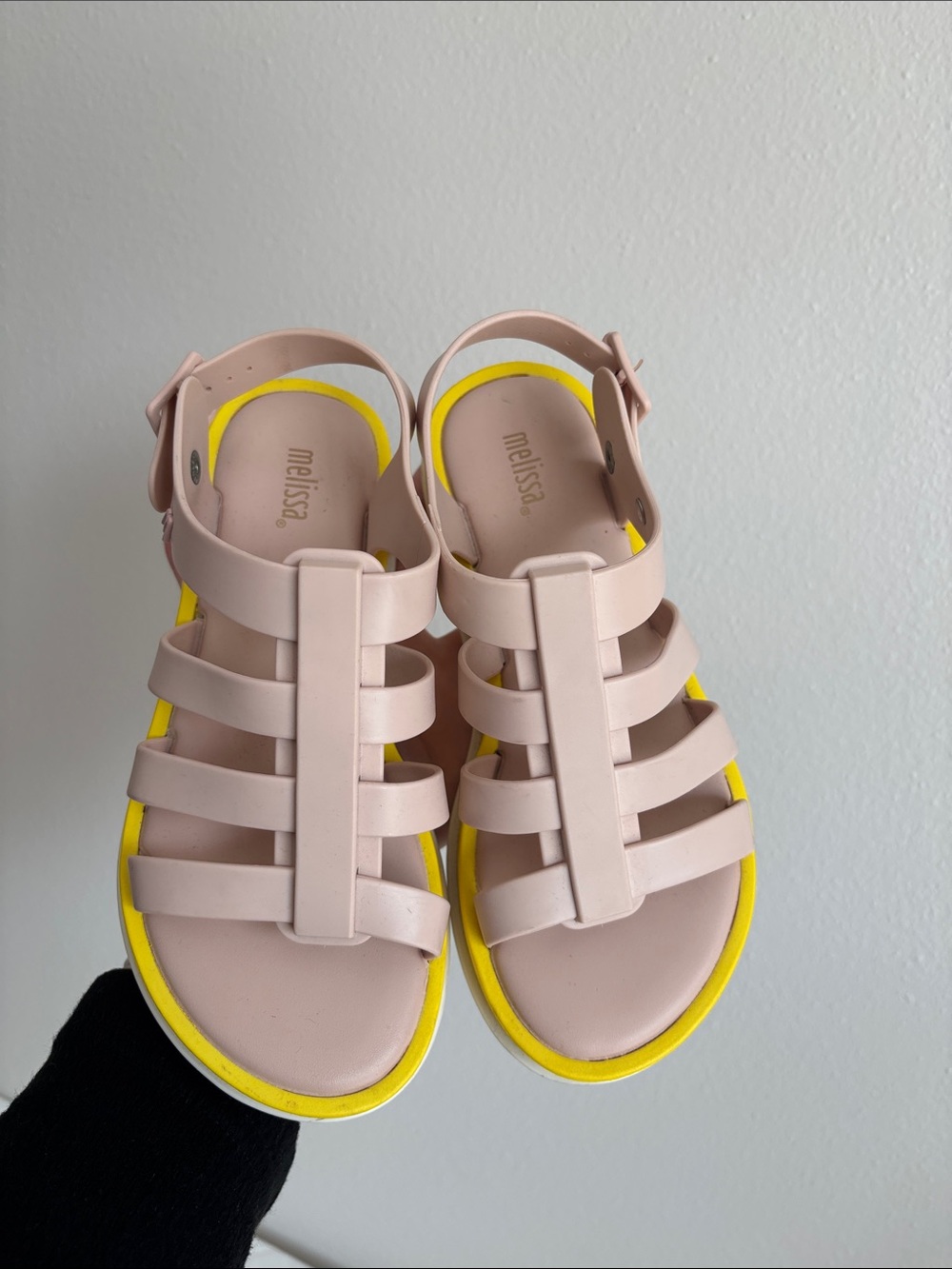 Melissa Flox III in yellow pink jelly fisherman sandals platform SZ 36 / US 5 - Picture 4 of 10